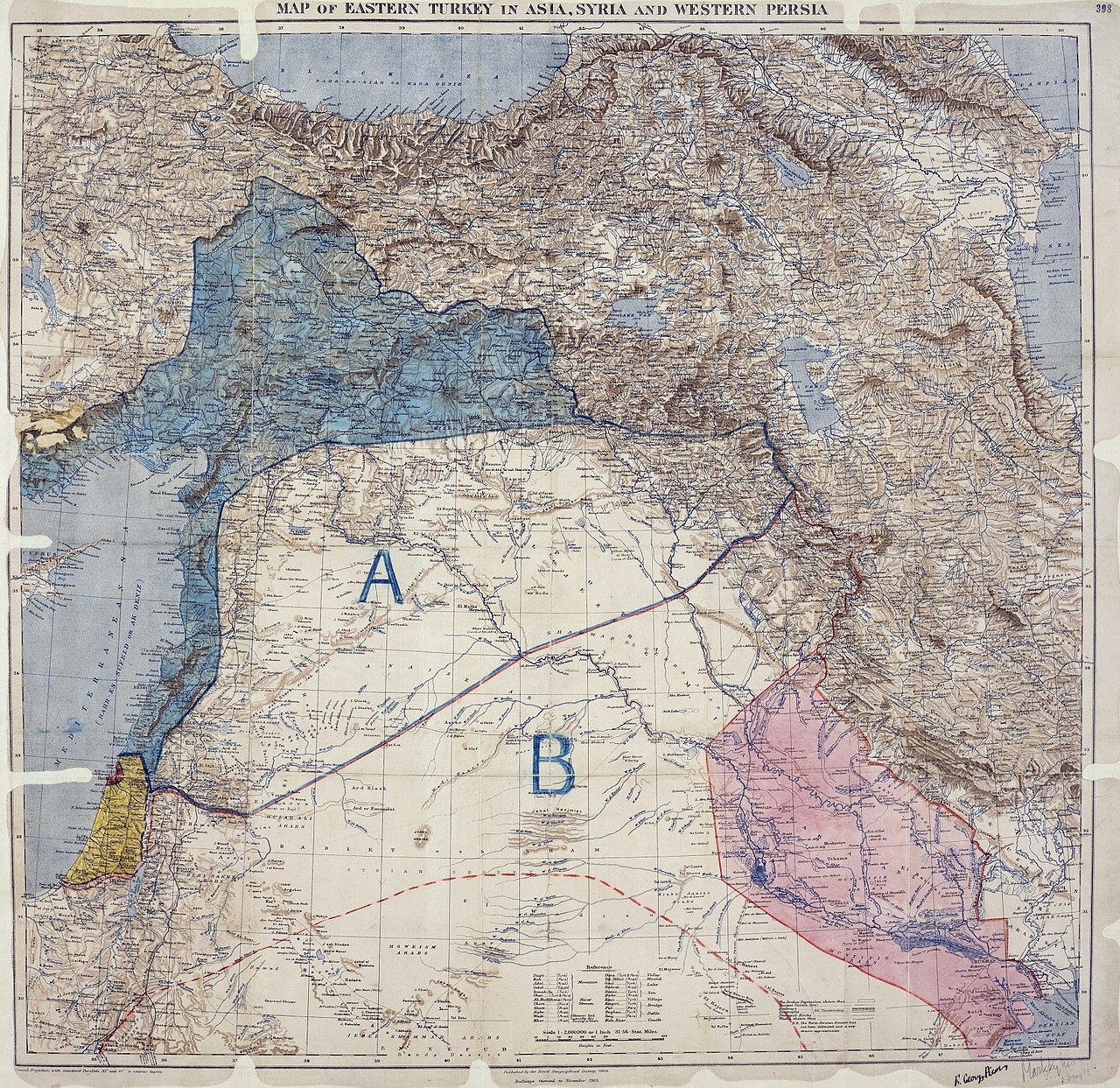 Carte des accords Sykes Picot  du 8 mai 1916